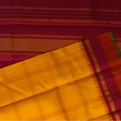 Kanchipuram Silk Bright Mustard Yellow Saree with Blouse