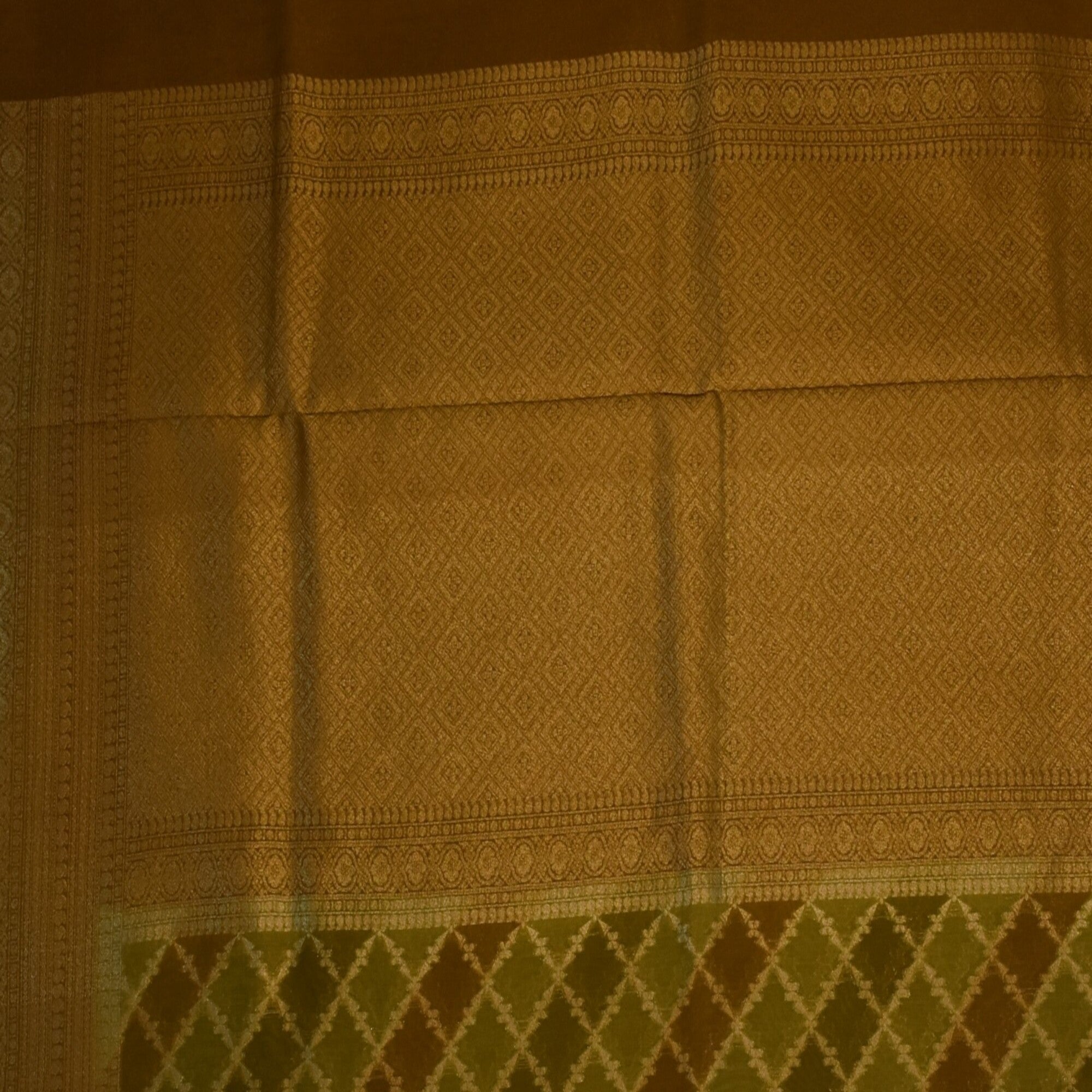 Benarasi cora silk pastel green saree with jari boarder
