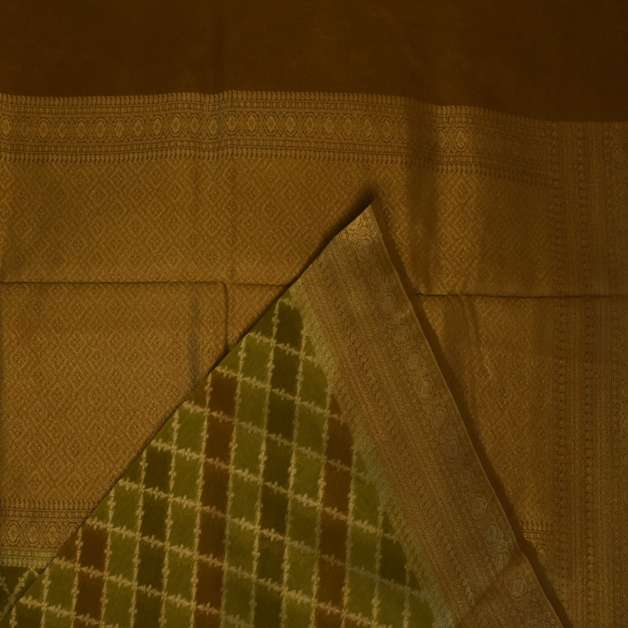 Benarasi cora silk pastel green saree with jari boarder