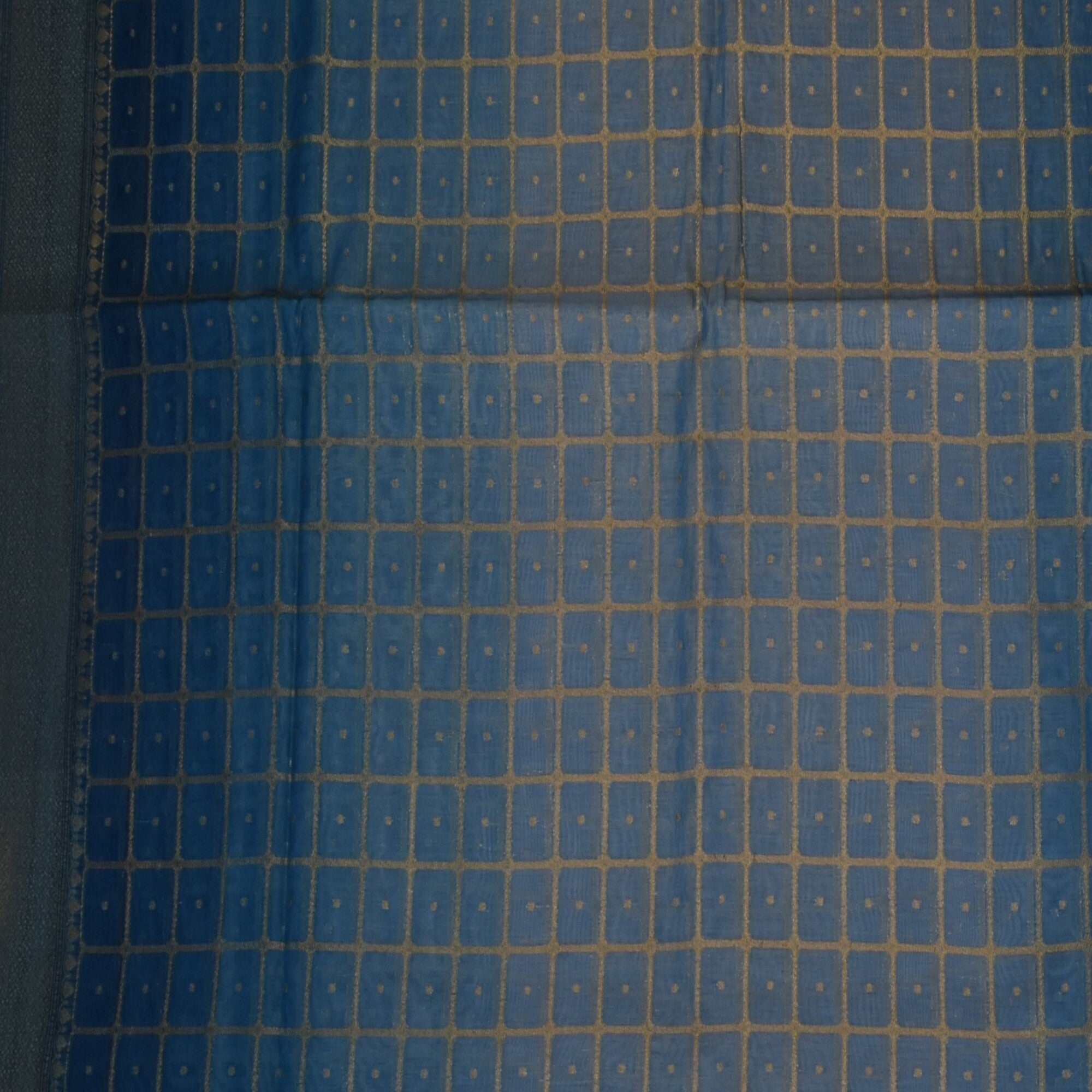 Benarasi cora cotton shot blue saree with jari work