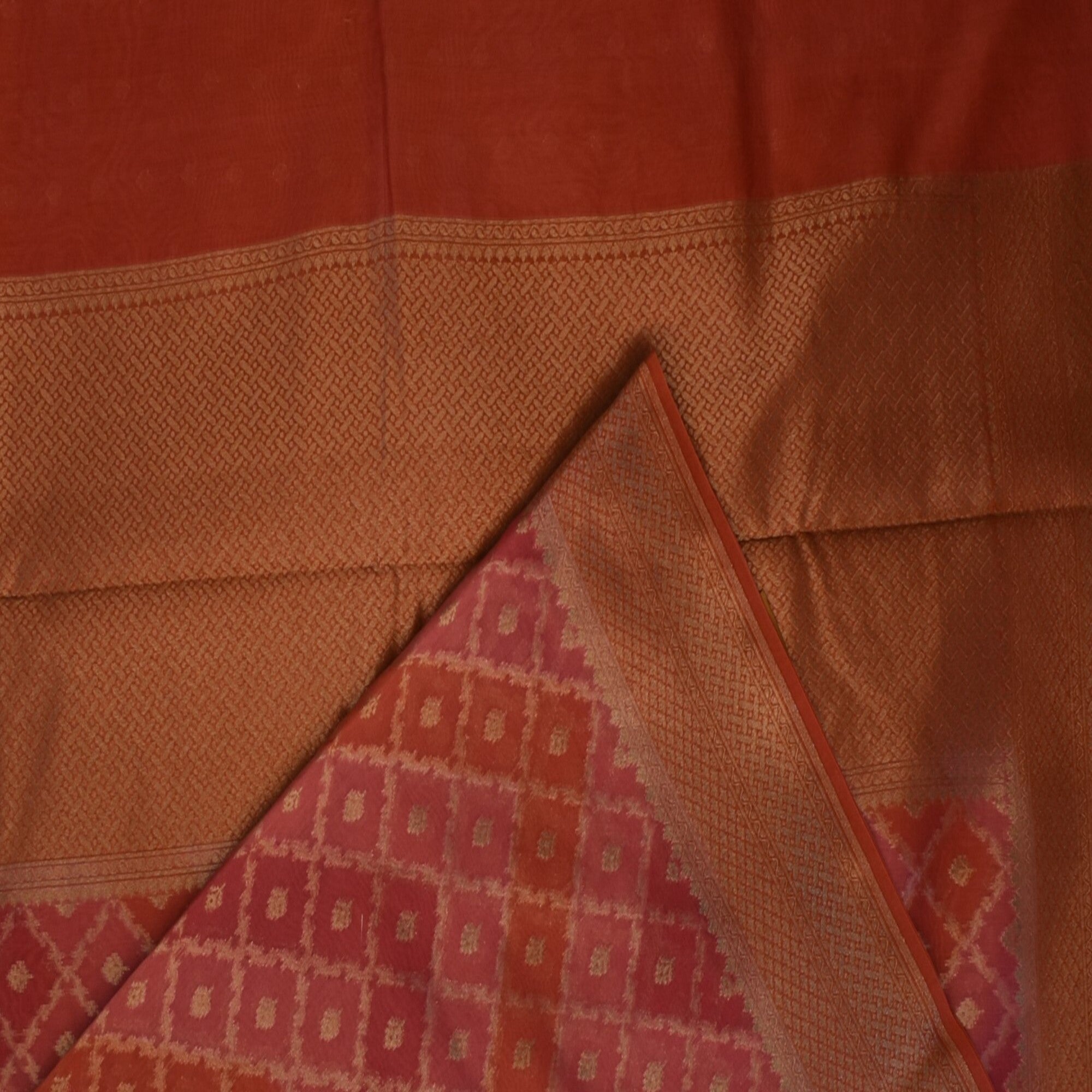Benarasi cora pink mix saree with jari work boarder