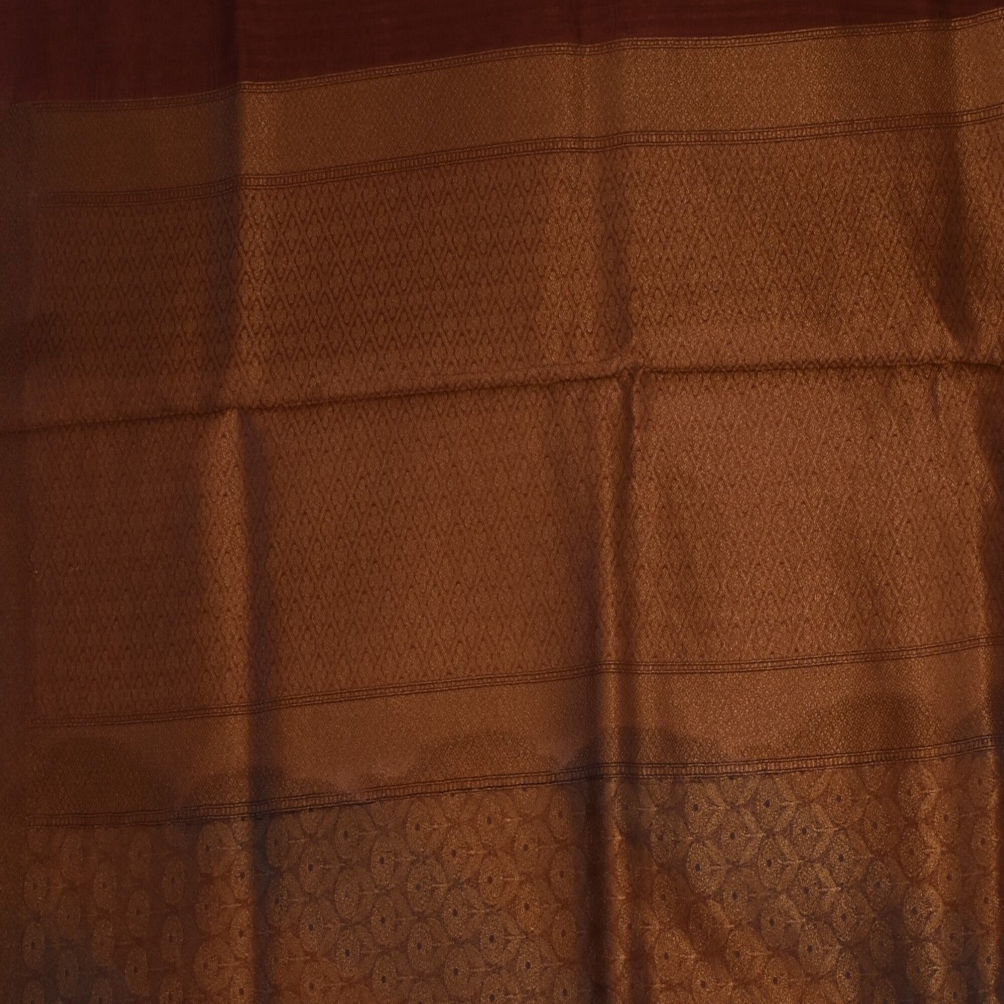 Benarasi tissue silk brick brown saree with jari work