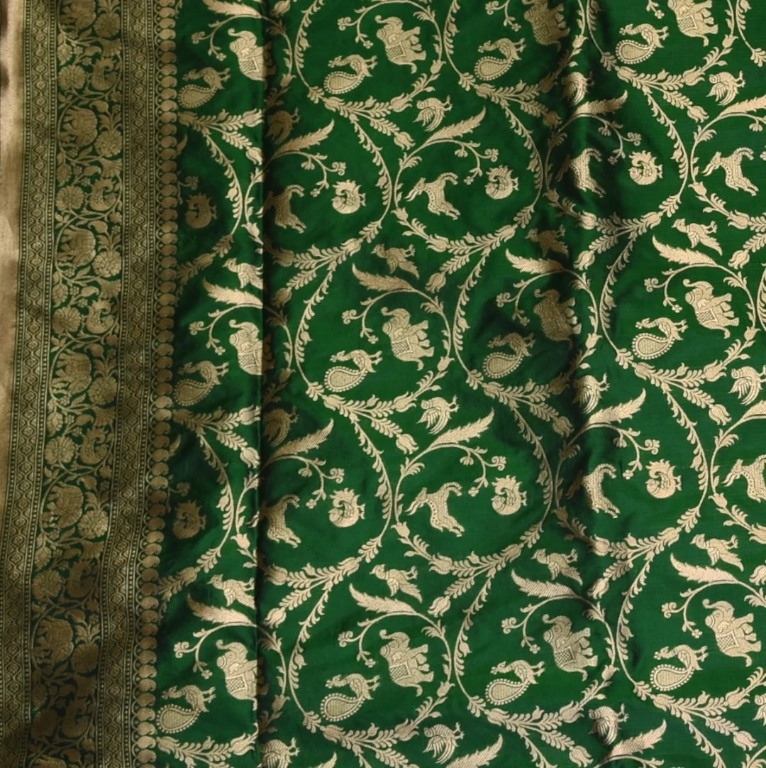 Banarasi Bottle Green Jari Boarder with Blouse