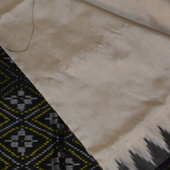 pochampally pure silk half white saree with jari gap border