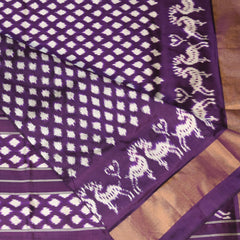 pochampally pure silk royal purple saree with jari border