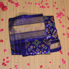 pochampally pure silk royal blue saree with jari boarder