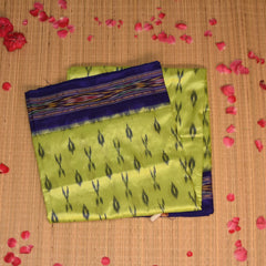 pochampally pure silk redium green saree without blouse