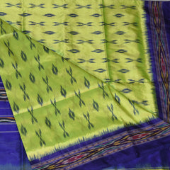pochampally pure silk redium green saree without blouse