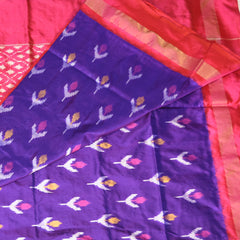pochampally pure silk purple saree with jari border