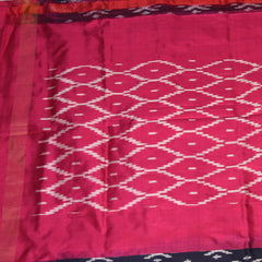 pochampally pure silk navy blue saree with pink border with jari