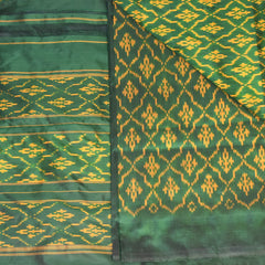 pochampally pure silk bottle green saree