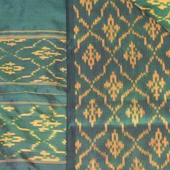 pochampally pure silk bottle green saree