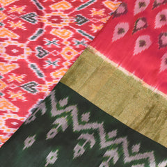 pochampally pure silk green saree with big border