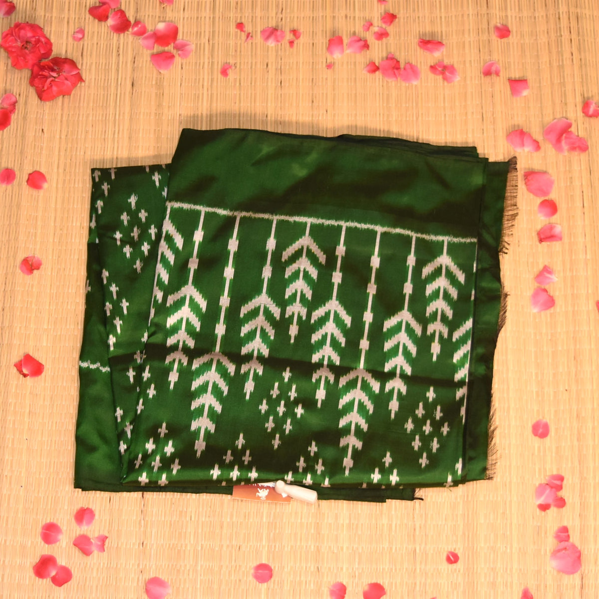 pochampally pure silk leaf green saree