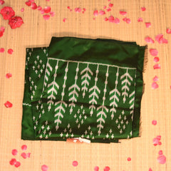pochampally pure silk leaf green saree