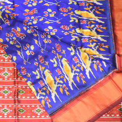 pochampally pure silk royal blue saree with jari border