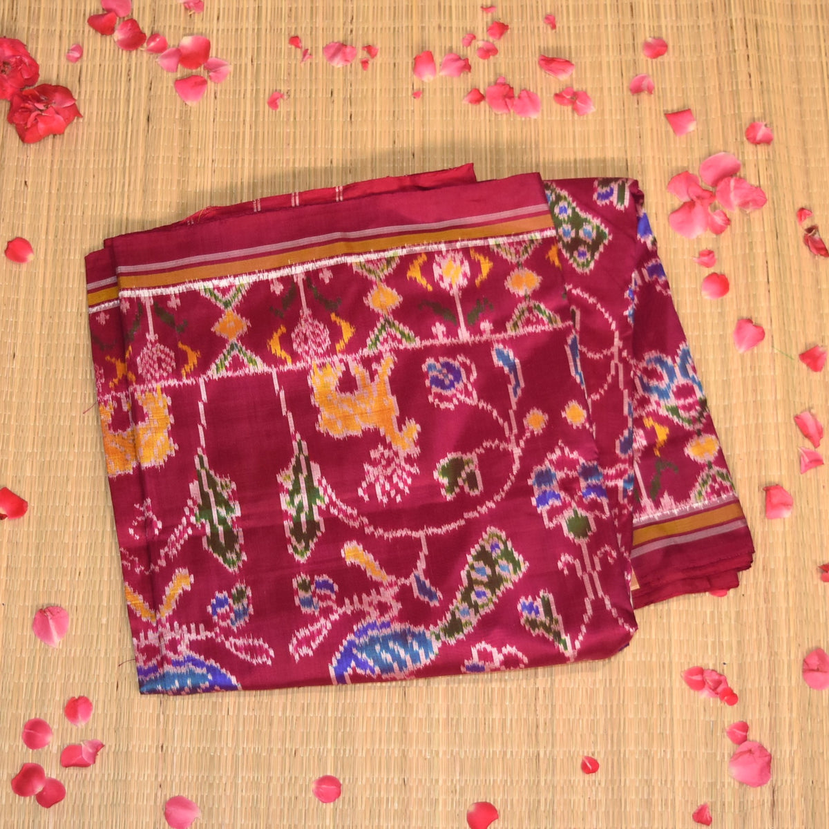 pochampally pure silk magenta pink saree