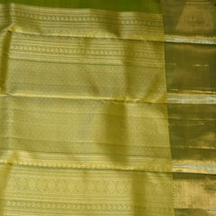 pure kanchi silk yellowish green saree with jari big boarder