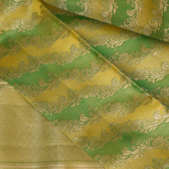 pure kanchi silk yellowish green saree with jari big boarder