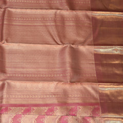 pure kanchi silk goldish pink saree with full jari
