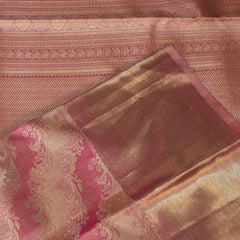 pure kanchi silk goldish pink saree with full jari
