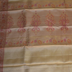 pure kanchi silk cream saree with meenakari work