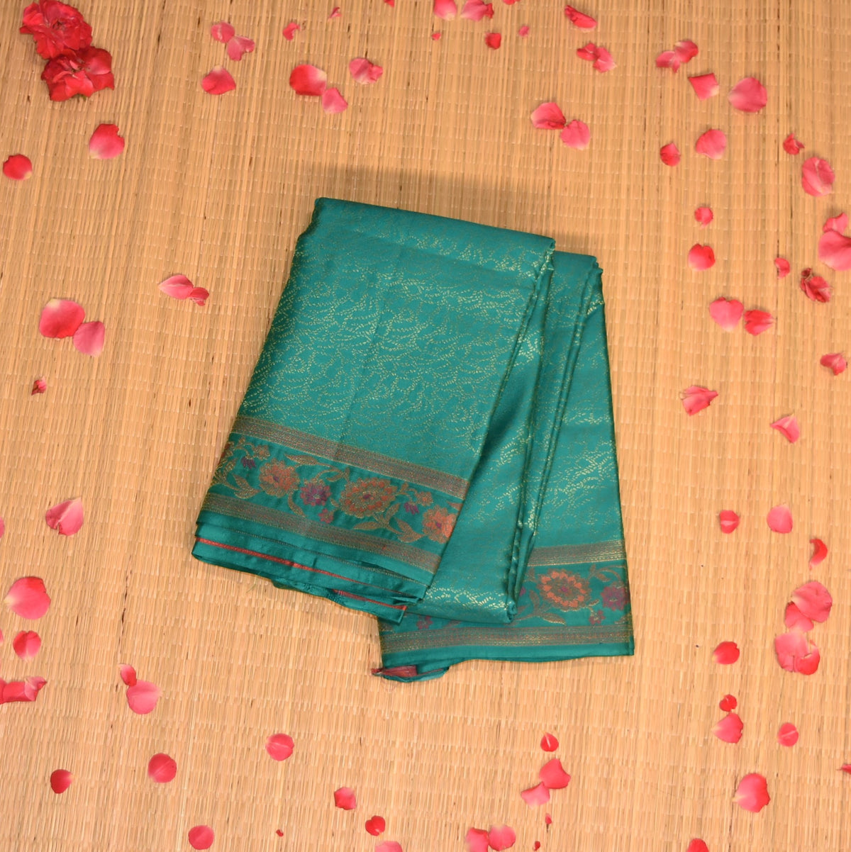 pure kanchi silk sea green saree with meenakari work