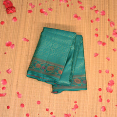 pure kanchi silk sea green saree with meenakari work