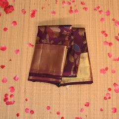 pure kanchi silk wine saree with jari border