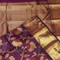 pure kanchi silk wine saree with jari border