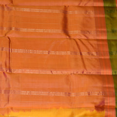pure kanchi silk mustard yellow saree with green gap boarder