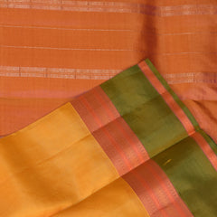 pure kanchi silk mustard yellow saree with green gap boarder