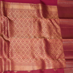 pure kanchivaram silk megenta pink saree with jari boarder
