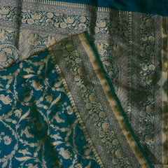 Banarasi Shot Green Saree With Jari Boarder with Blouse
