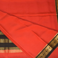 mysore pure crepe silk mirchi red saree with jari border