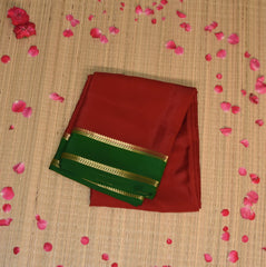 mysore crepe silk mirchi red saree with green border