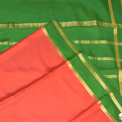 mysore crepe silk mirchi red saree with green border