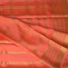 Mysore pure crepe silk coral orange saree with jari border