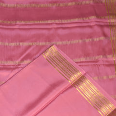 Mysore crepe silk baby pink saree with jari border