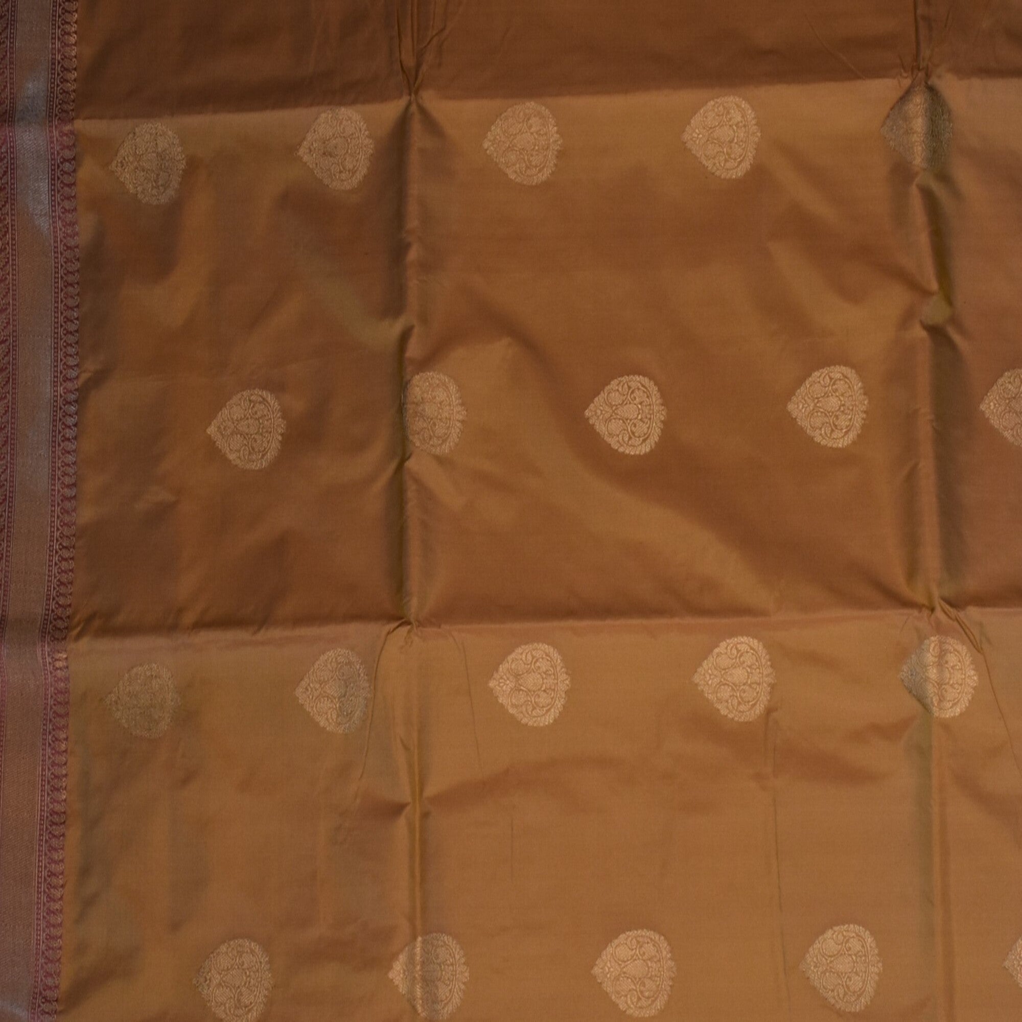 Benarasi pure kathan silk beige saree with pink boarder  jari work