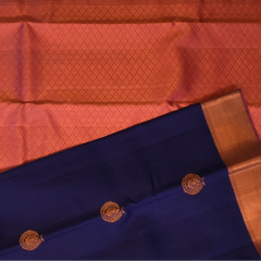 Kanchipuram Silk Indigo Blue Saree with Blouse