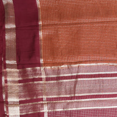 4369 dark orange semi tussur georgette saree with maroon boarder