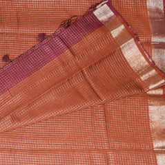 4369 dark orange semi tussur georgette saree with maroon boarder