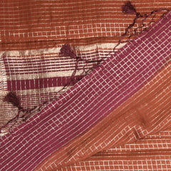 4369 dark orange semi tussur georgette saree with maroon boarder