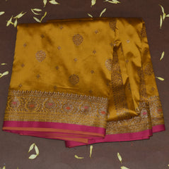 4393 art silk benarasi mustard yellow saree with jari work