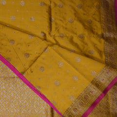 4393 art silk benarasi mustard yellow saree with jari work