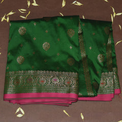 4395 art silk benarasi green saree with jari boarder