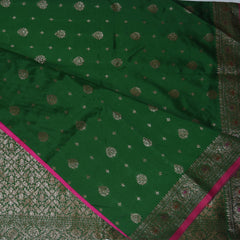 4395 art silk benarasi green saree with jari boarder