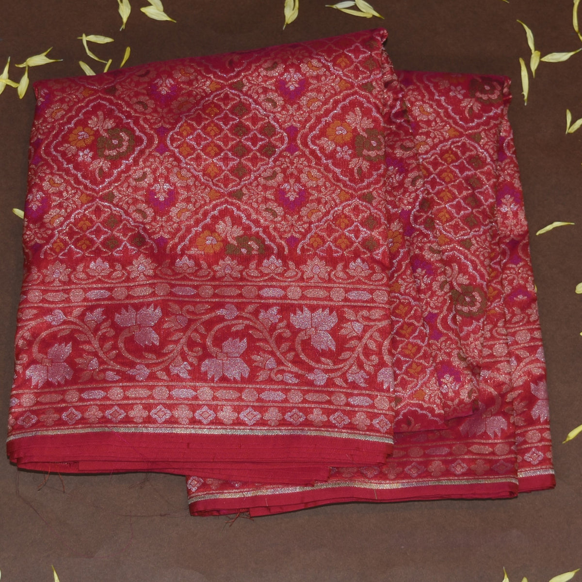 4397 Art silk benarasi magenta pink saree with jari work