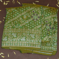 4398 Art silk benarasi leaf green saree with jari work